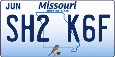 MO license plate SH2K6F