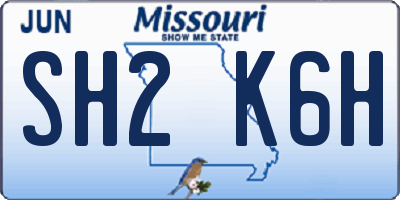 MO license plate SH2K6H