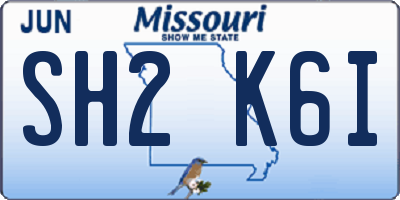 MO license plate SH2K6I
