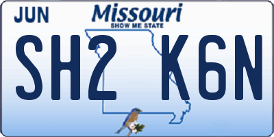 MO license plate SH2K6N