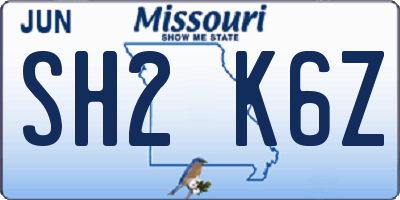 MO license plate SH2K6Z