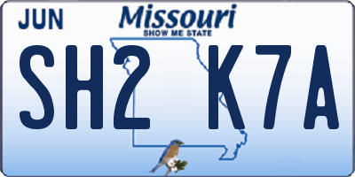 MO license plate SH2K7A