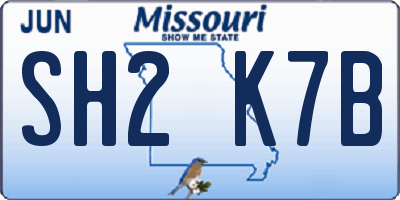 MO license plate SH2K7B