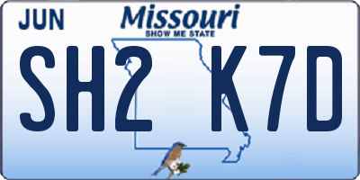 MO license plate SH2K7D