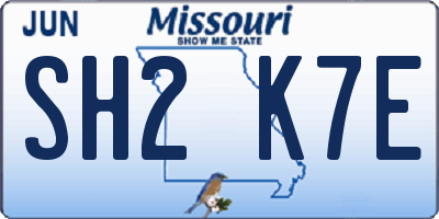 MO license plate SH2K7E