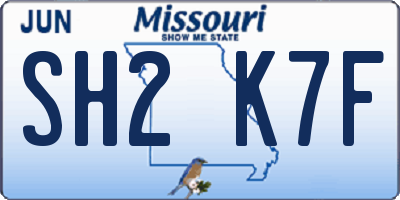 MO license plate SH2K7F