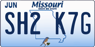 MO license plate SH2K7G