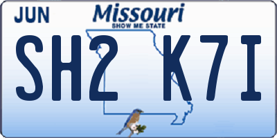 MO license plate SH2K7I