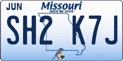 MO license plate SH2K7J