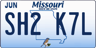 MO license plate SH2K7L
