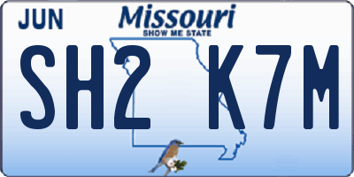 MO license plate SH2K7M