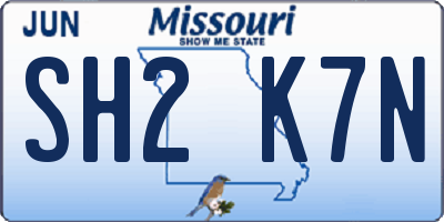 MO license plate SH2K7N