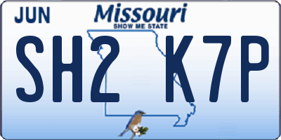 MO license plate SH2K7P