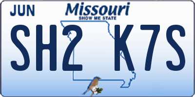 MO license plate SH2K7S