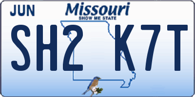 MO license plate SH2K7T