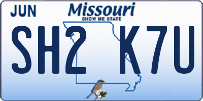 MO license plate SH2K7U