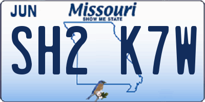 MO license plate SH2K7W