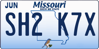 MO license plate SH2K7X
