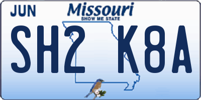 MO license plate SH2K8A