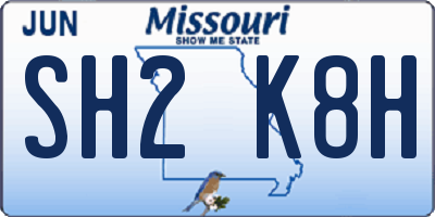 MO license plate SH2K8H