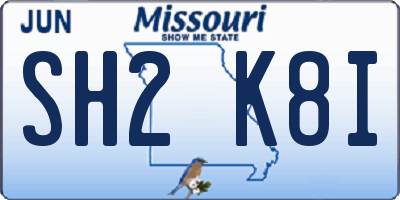 MO license plate SH2K8I