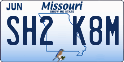 MO license plate SH2K8M