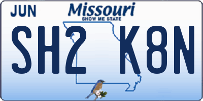 MO license plate SH2K8N