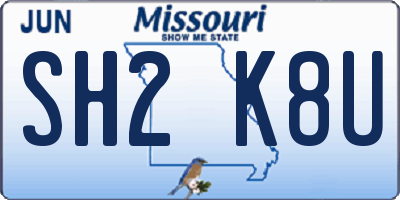 MO license plate SH2K8U