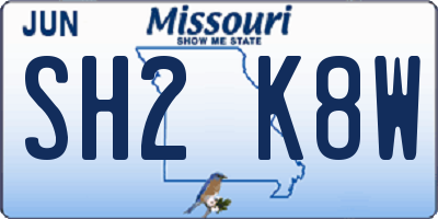 MO license plate SH2K8W
