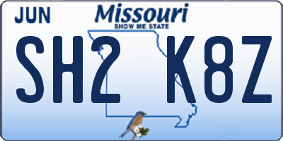 MO license plate SH2K8Z