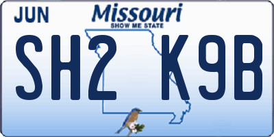 MO license plate SH2K9B