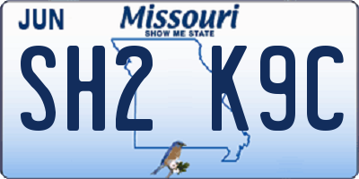 MO license plate SH2K9C