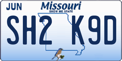 MO license plate SH2K9D