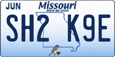 MO license plate SH2K9E