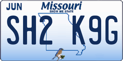 MO license plate SH2K9G