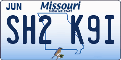 MO license plate SH2K9I