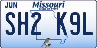 MO license plate SH2K9L