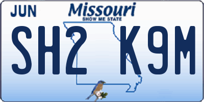 MO license plate SH2K9M
