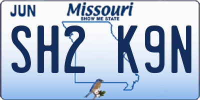 MO license plate SH2K9N