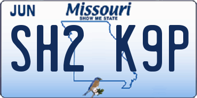 MO license plate SH2K9P