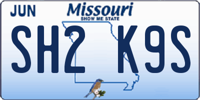 MO license plate SH2K9S