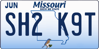 MO license plate SH2K9T