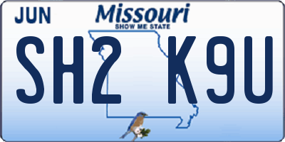 MO license plate SH2K9U