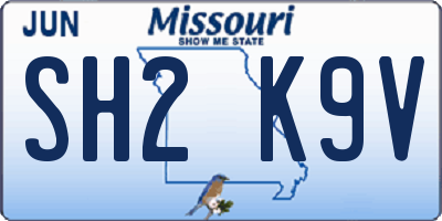 MO license plate SH2K9V