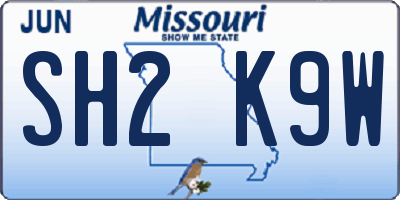 MO license plate SH2K9W