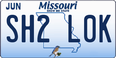 MO license plate SH2L0K