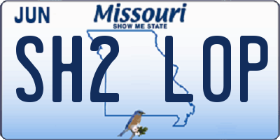 MO license plate SH2L0P