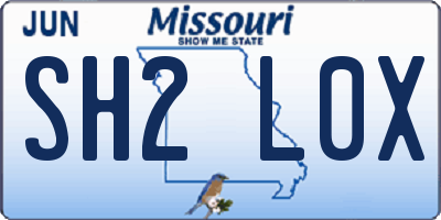 MO license plate SH2L0X