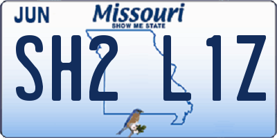 MO license plate SH2L1Z