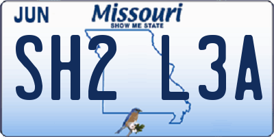 MO license plate SH2L3A